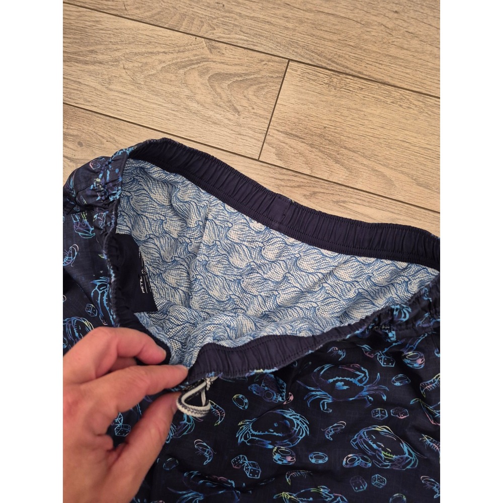 Peter Millar Mens XL Swim Trunks Navy Neon Casino Crab Shrimp Dice Print Shorts - Picture 6 of 11